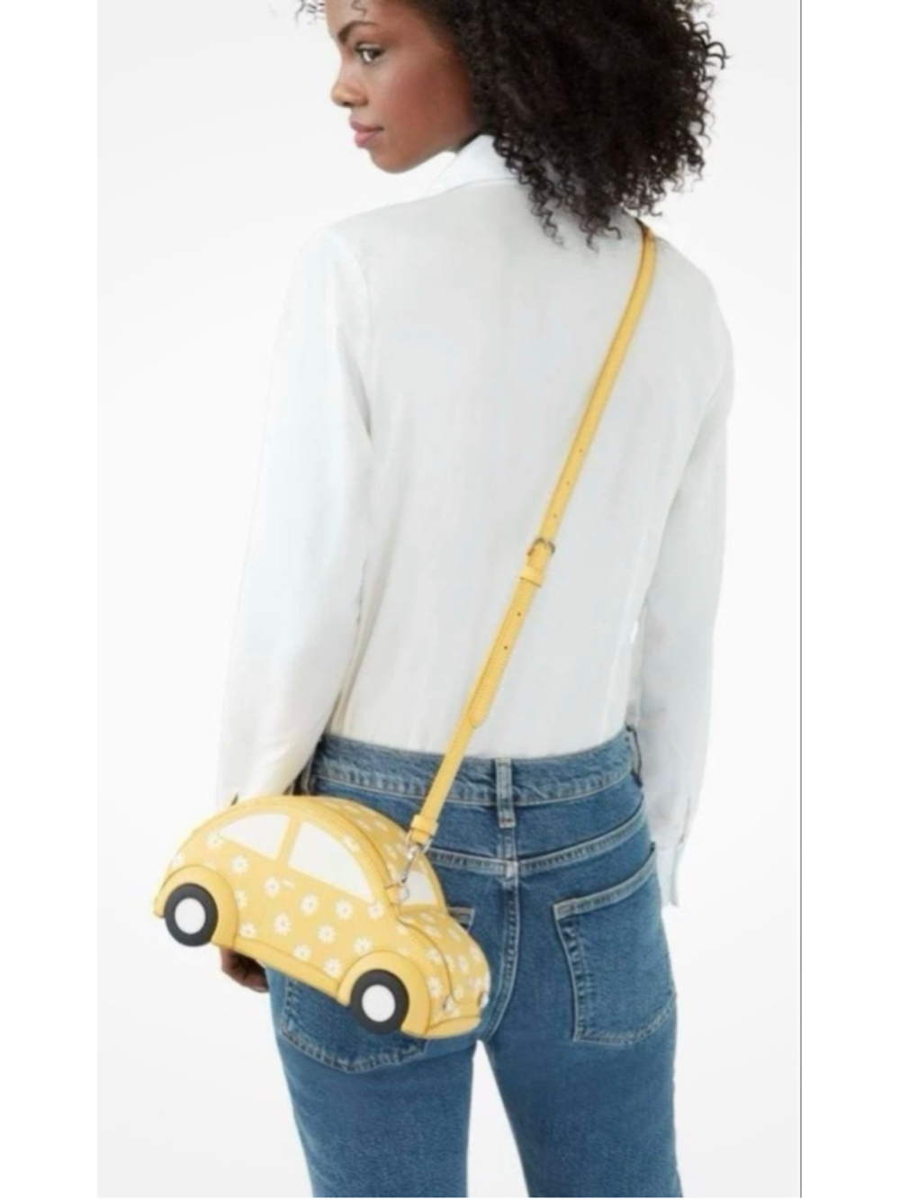 Kate Spade "Beep Beep" Car Crossbody Bag Yellow Daisy VW Beetle K6051 RARE!!